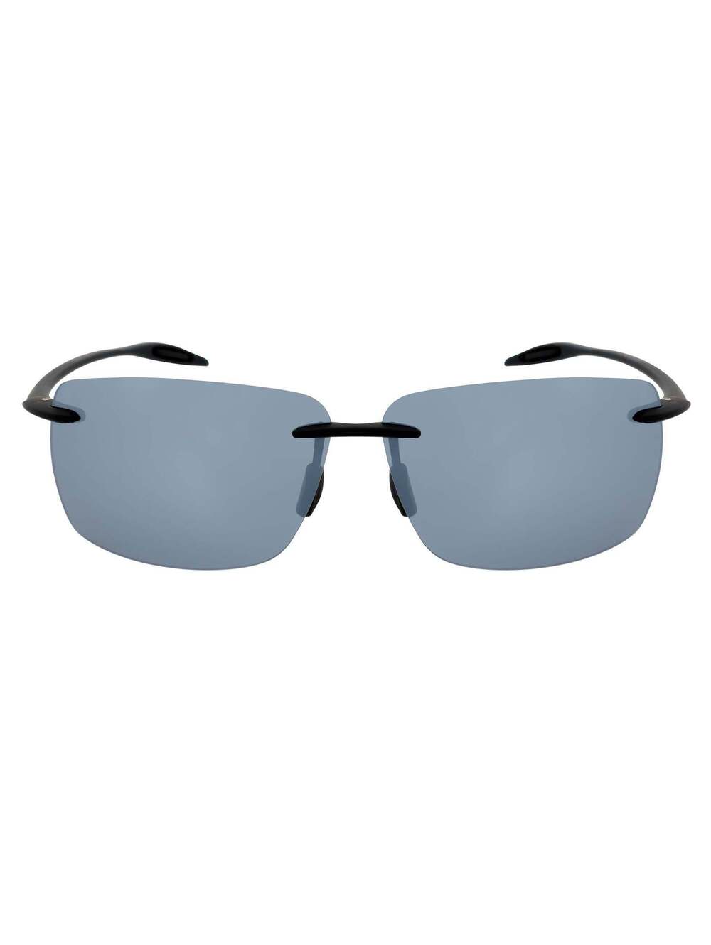 MAUI - Rimless TR90 Thin Sports Wrap Sunglasses Black Silver Mirror Polarized